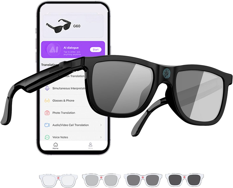 Electrochromic AI Glasses for Men & Women, Bluetooth Smart Glasses | AI Real-Tim