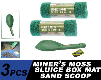 3PC Miner s Moss 12  x 36  Sluice Box Matting Prospector Sand Scoop Green