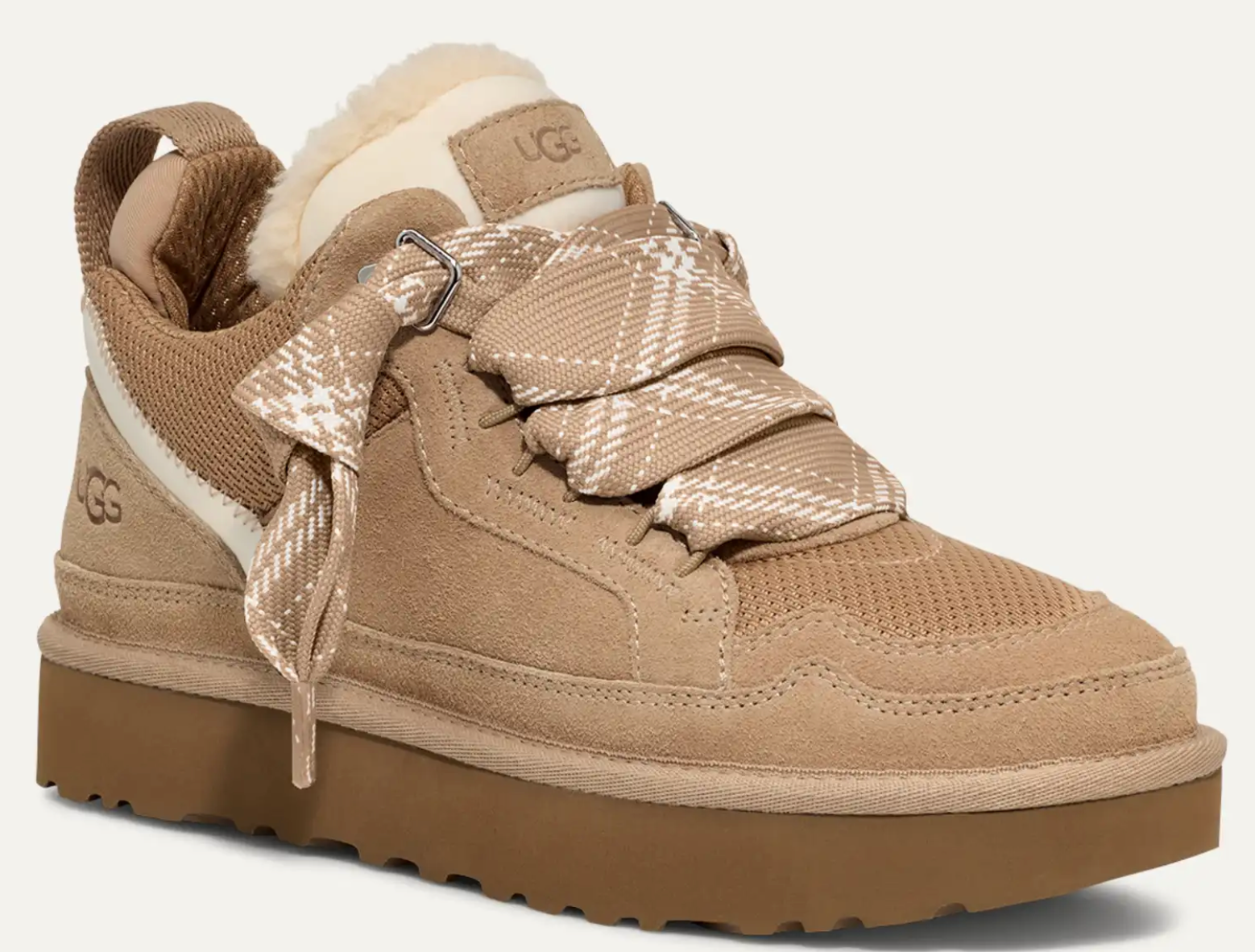 Pre-owned Ugg Women's Shoes  Lowmel Suede & Canvas High Top Sneakers 1144032 Sand Ships Now In Beige