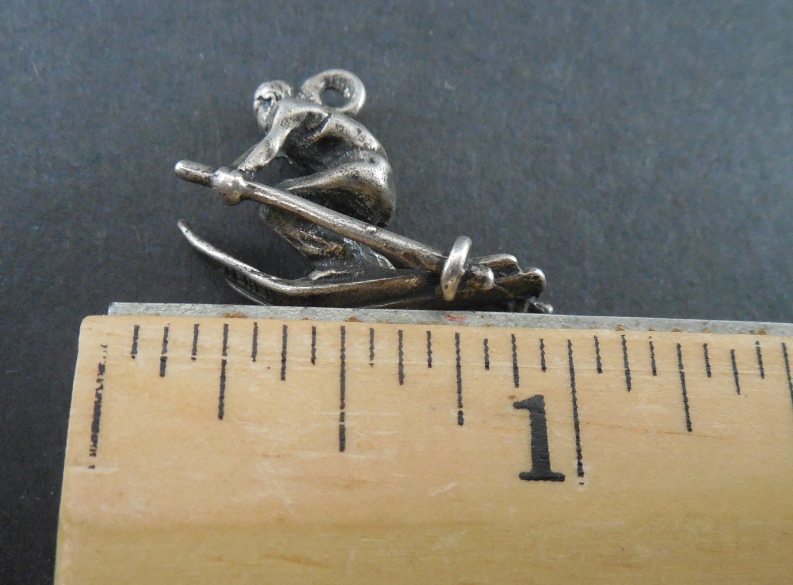 Vintage - Skier - Downhill Racer - Winter Sports - 3D Sterling Silver Charm