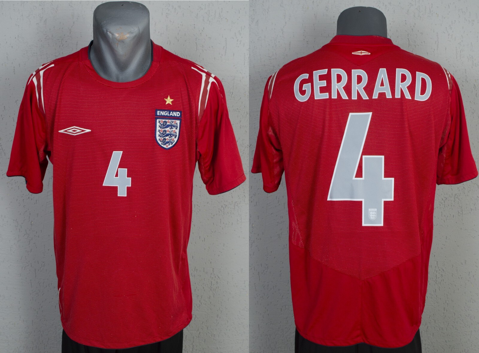 England Gerrard Jersey Euro 2004 Football Mens Retro Away Shirt