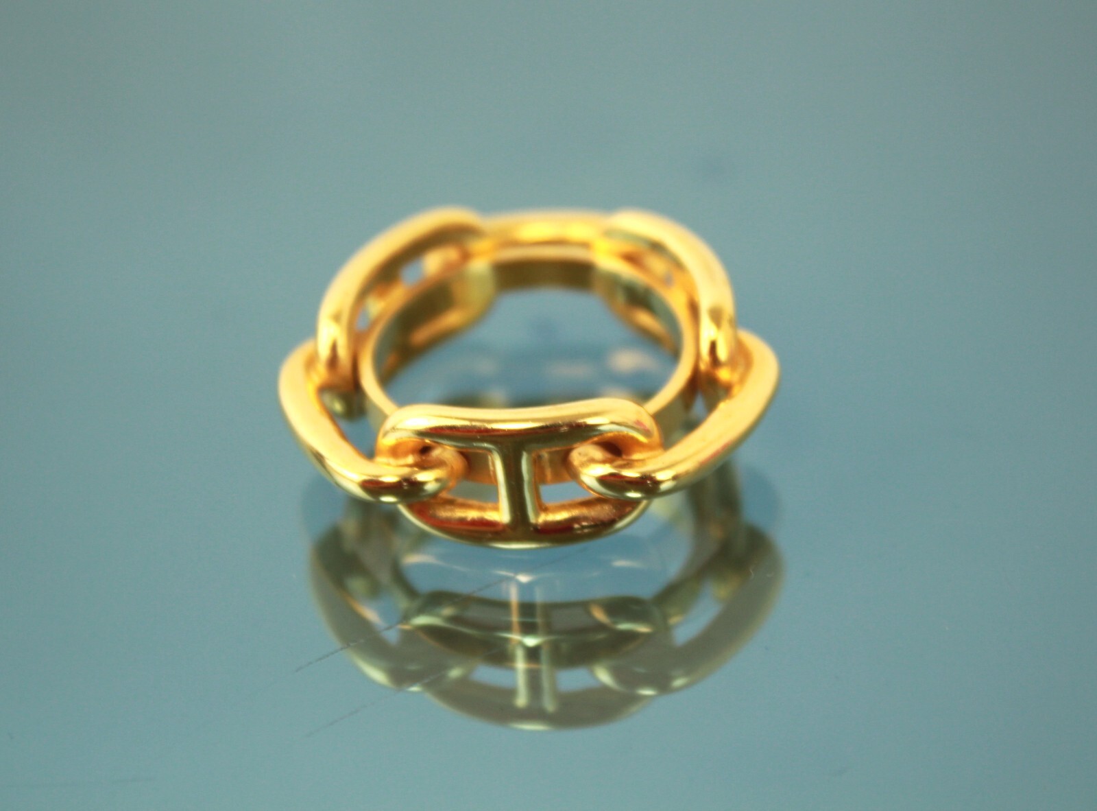 HERMES Chaine D'Ancre Gold Metal Scarf Ring Charm Women's