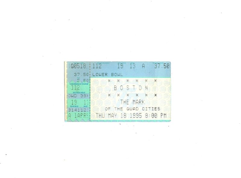 Boston 1995 Moline Il Vintage Concert Ticket Stub Live @ The Mark Quad Cities