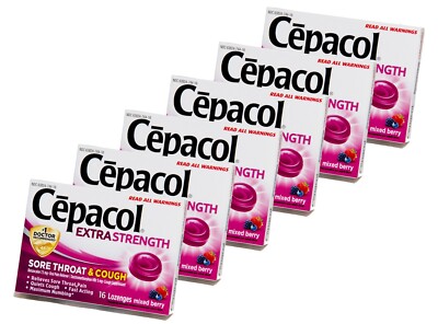 Cepacol Mixed Berry lozenges cough drops Extra Strength 16-ct (6-pack)