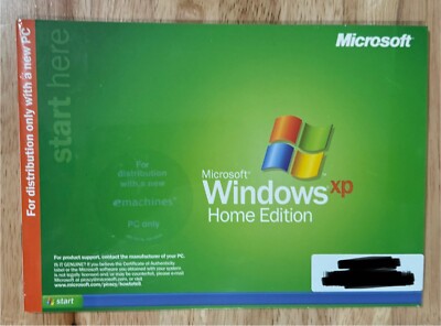 Vintage MICROSOFT WINDOWS XP HOME NO COA SEALED NEW PACKAGE