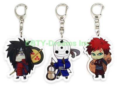 Set of 3 Naruto Anime Acrylic Keychain Obito, Madara, Gaara