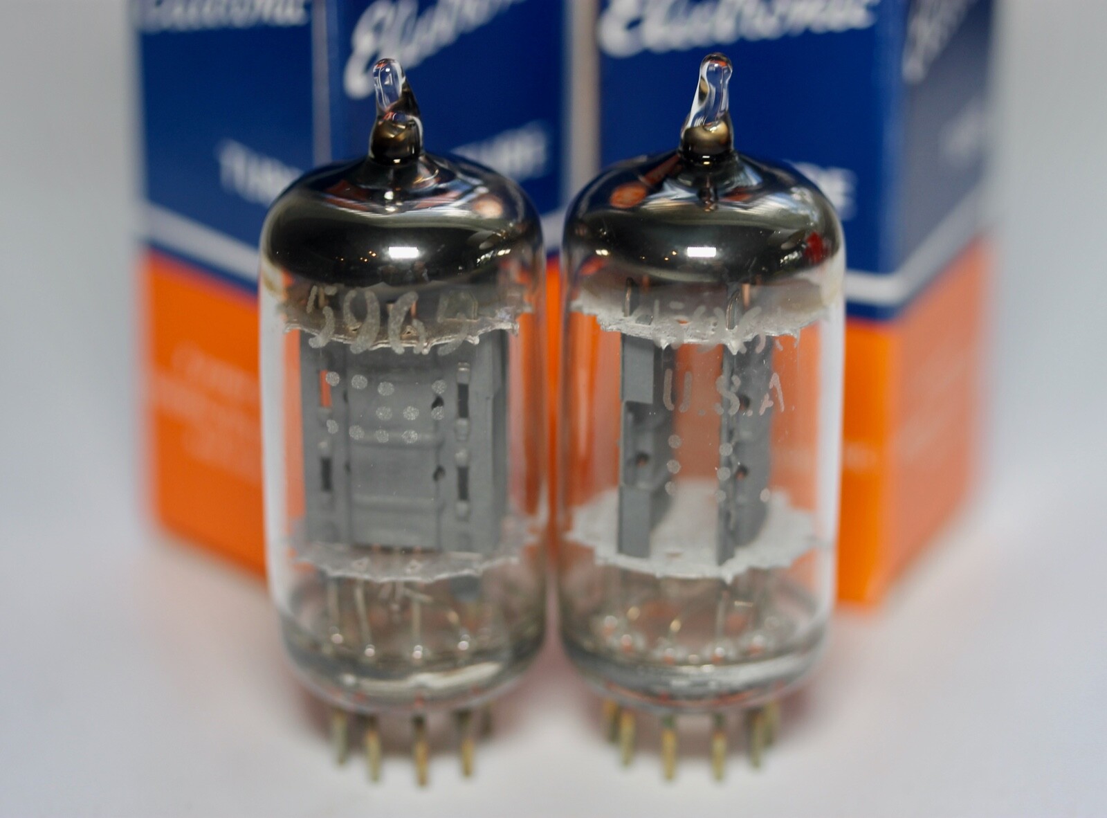 NOS GE 5965 E180CC 6829 7062 12AT7 MATCHED PAIR D-SHAPE