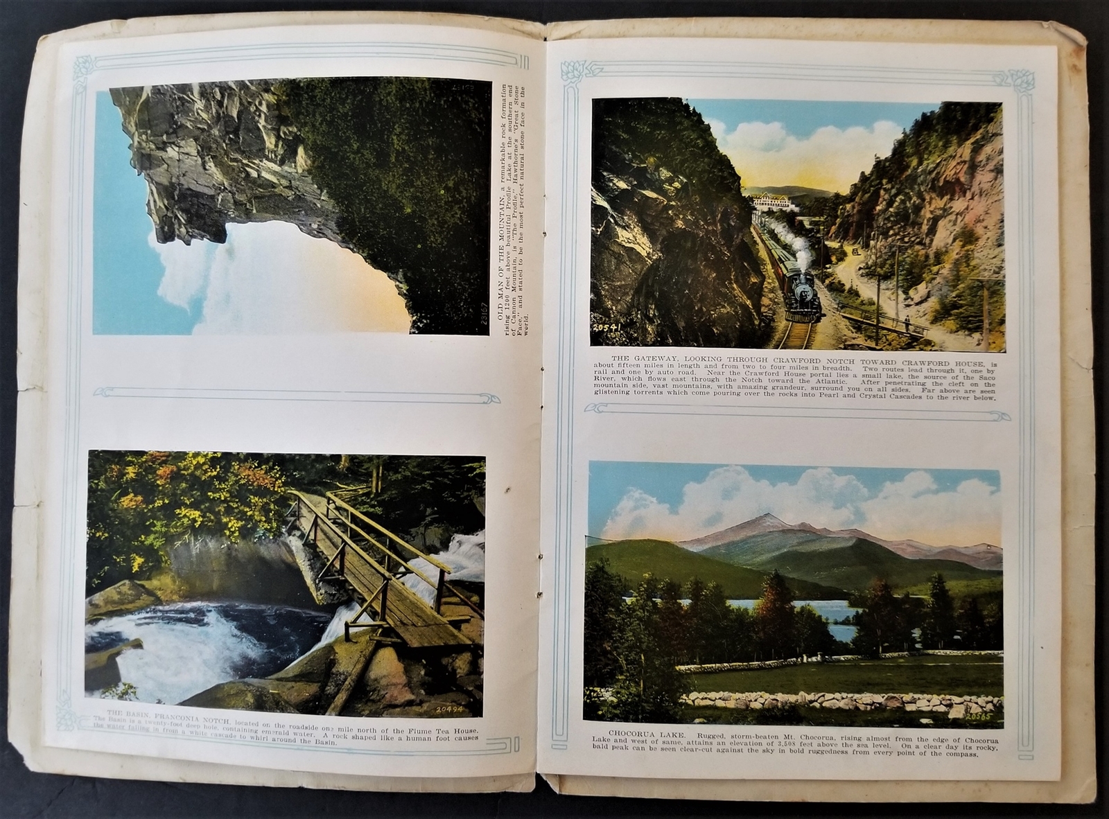 antique WHITE MOUNTAINS nh NEW HAMPSHIRE souvenir GUIDE BOOK color photo liths