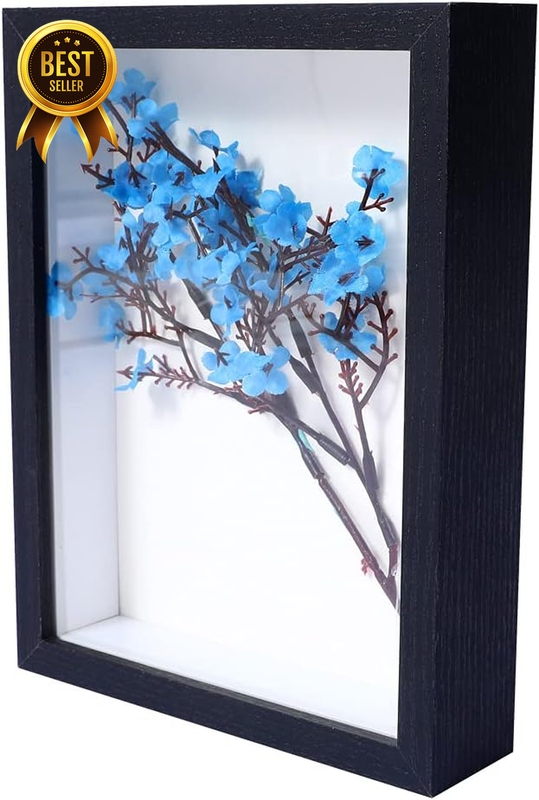 Small Shadow Box Frame 4X6 with Glass, Black