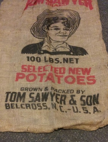 Vintage Feedsack Burlap Tom Sawyer Potato Sack Feed sack Belcross North Carolina
