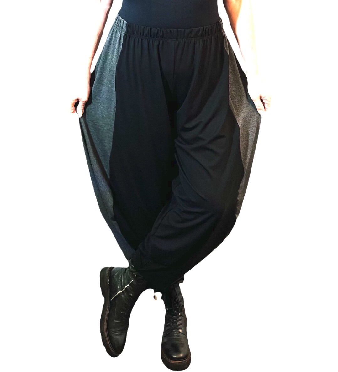 Layer Look Elaborate Balloon Pants Box Pleat Jersey 44,46 48