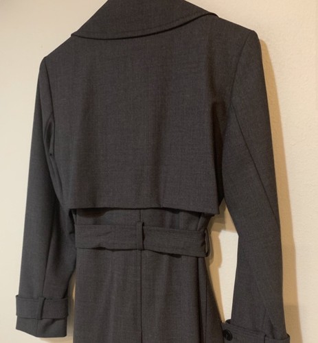 Pre-owned Theory Wide Lapel Trench Coat In Charcoal. Nwt. Size Xs(p). Retail- $645 In Gray