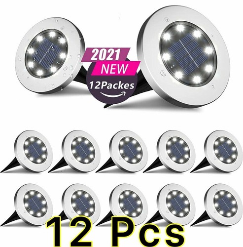 4-16x 8 LED Solar Power Flat Buried Light In-Ground Lamp Out