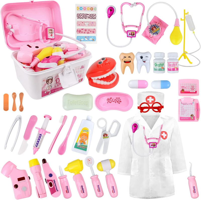 Loyo Medical Kit for Kids - 38 Pieces Doctor Pretend Play Equipment, Dentist Kit
