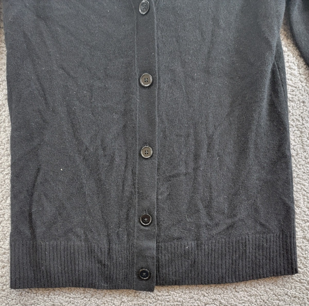C by Bloomingdale's Cashmere Grandfather Cardigan Women's M Black Button Front - Picture 4 of 18