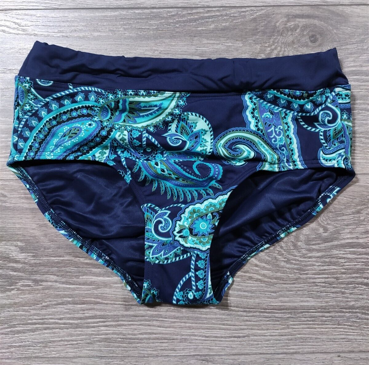Swim Bottoms Womens Size 4 Blue Paisley High Quality