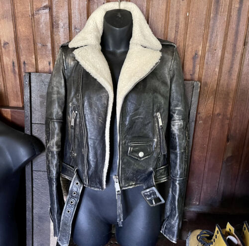 Dsquared2 Horsehide Shearling Leather Jacket Moto Biker xs Dsquared2 Horsehide Shearling Leather Jacket Moto Biker xs