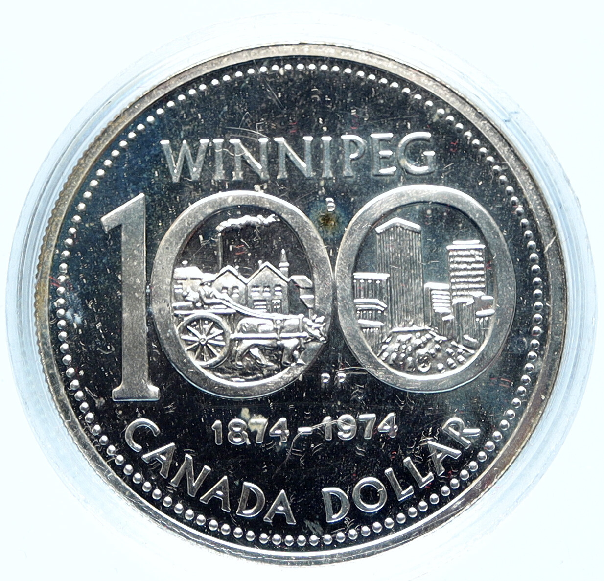 1974 CANADA Queen Elizabeth II Winnipeg 100YRS PROOF Silver Dollar