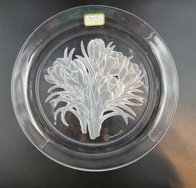 NEW Vintage Vinardi Leaded Crystal Crocus Plate 080-J Japan T Yamamoto