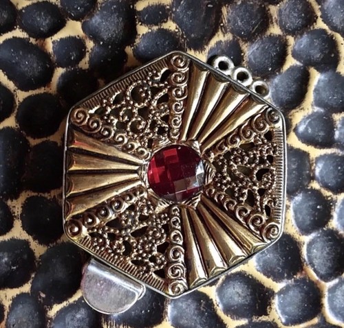 ONE OF A KIND Vintage Octagon Brass Sterling Silver Box Clasp