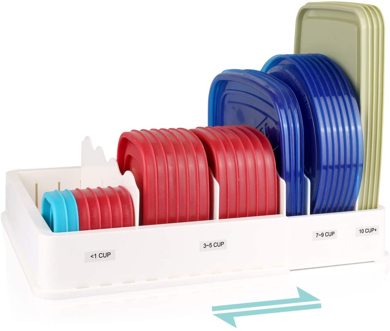 Lid Organizer, Includes 6 Adjustable Dividers,