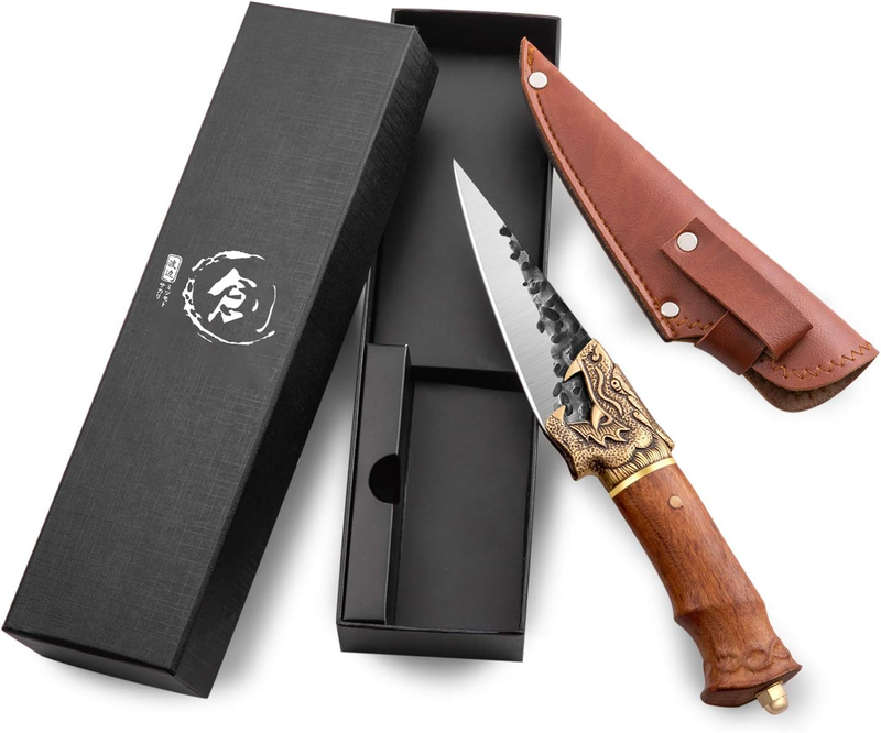 Handmade Knife Fixed Blade Camping Knife Full Tang Forged in Fire Knives GiftBox