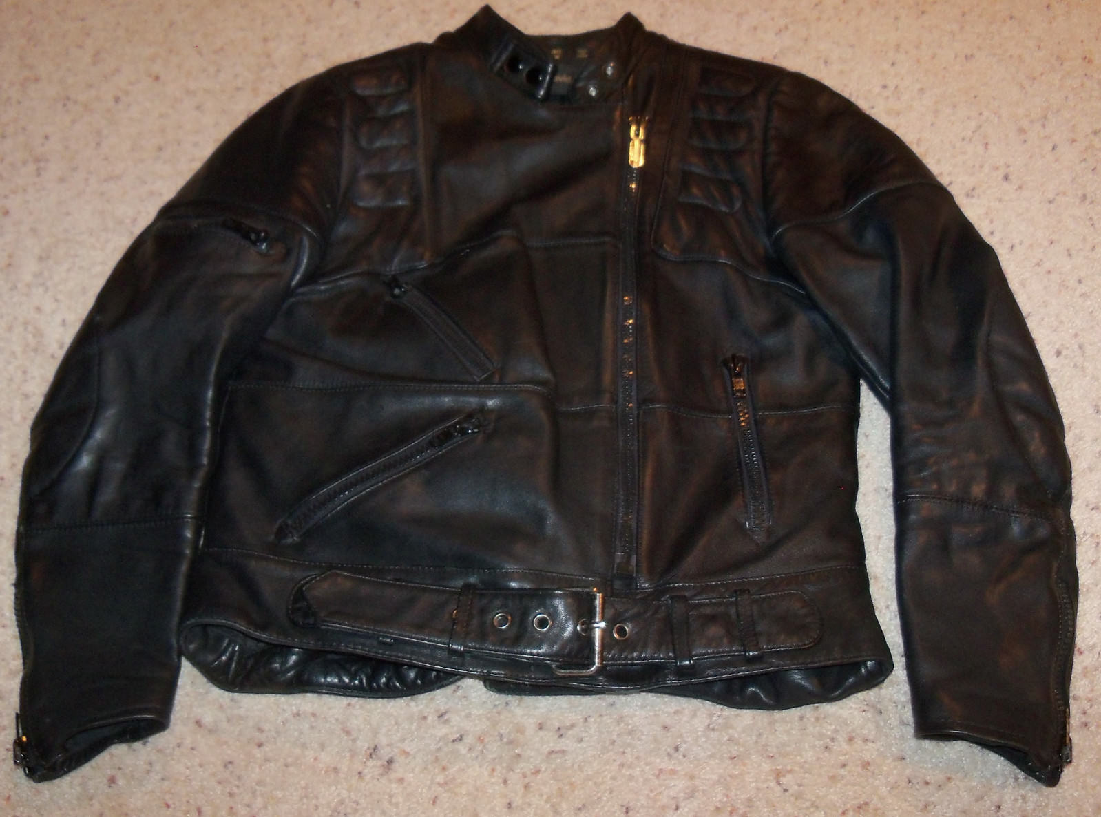 Belted Hein Gericke Harley Davidson Black Leather Padded Belted Hein Gericke Harley Davidson Black Leather Padded