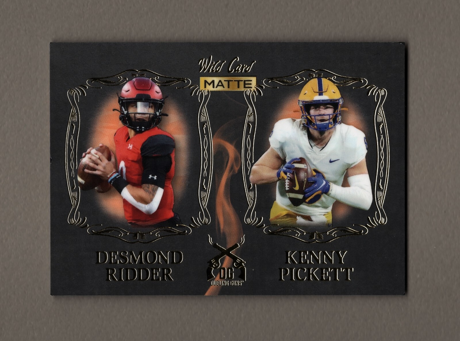 2022 Wild Card MATTE - Dueling Guns - Chase Blue - Orange Smoke #DG-18 17/50