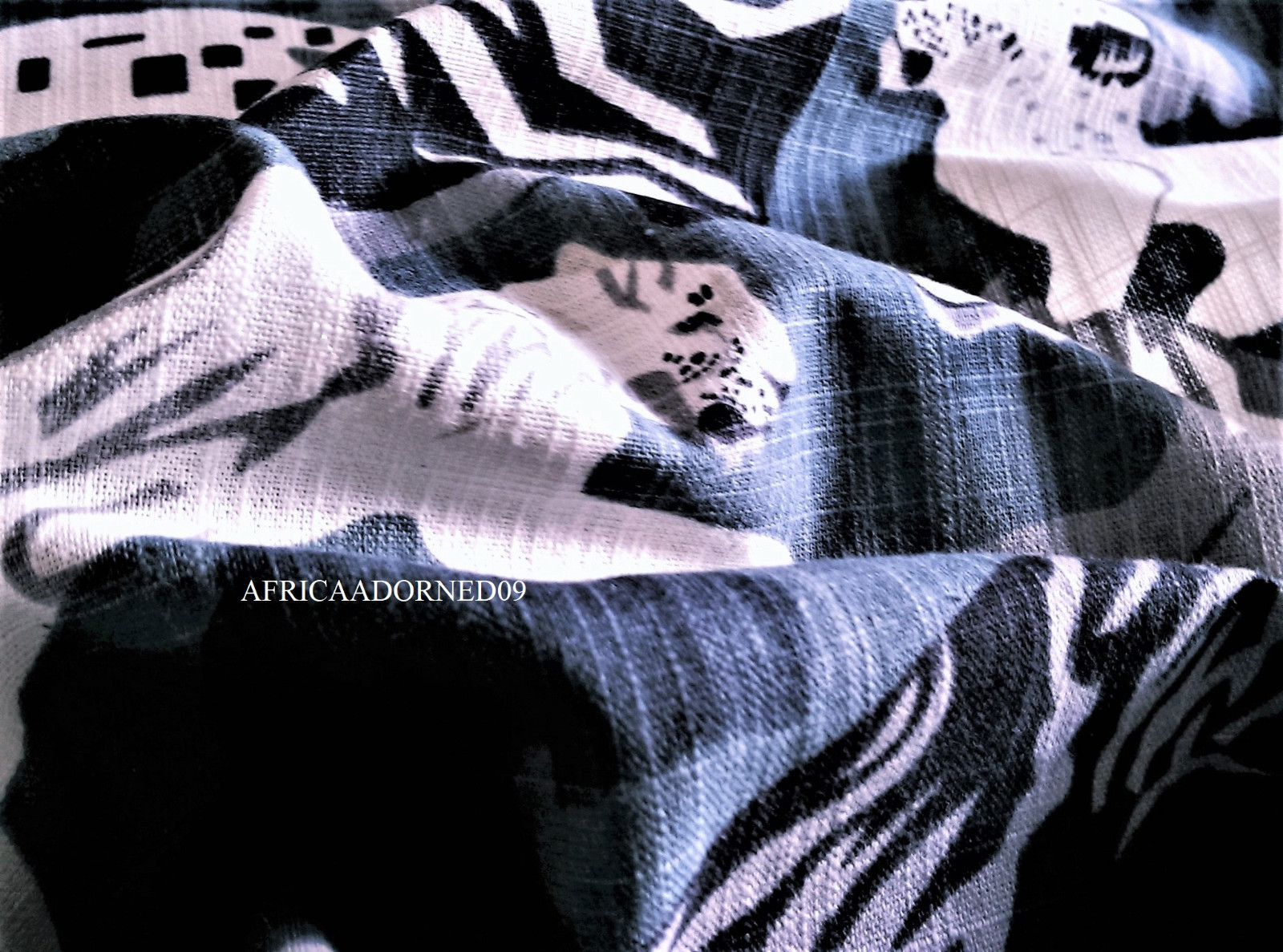 A4N EXOTIC RICH BLUES  ALL COTTON TIGER PRINT MULTIPURPOSE HOME DECOR FABRIC BTY