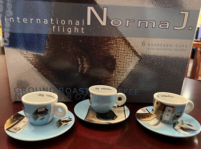 illy Art Collection: 2002 Norma J. ''International Flight'' 6 Espresso cup/saucers
