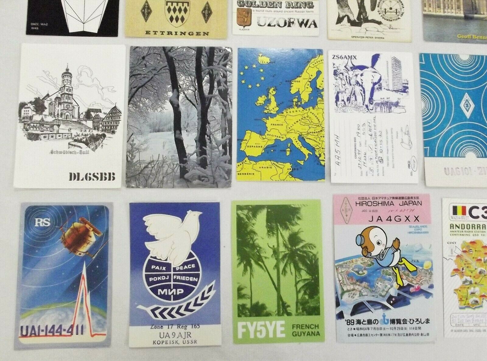 Junk Journal Ham Radio Cards Vintage Craft Lot 28 Postcards Worldwide # 301HRPL