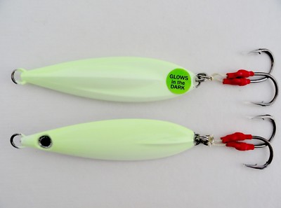 250g /9oz Glow Fast Fall Vertical Keel Flat Knife Jigs w/6/0 Assist Hook