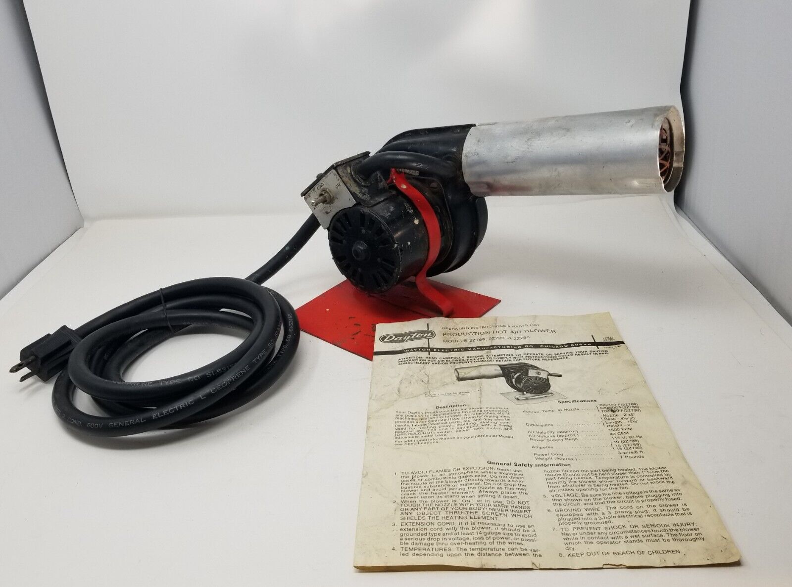 Vintage Dayton Hot Air Blower Model 2Z788 115V 10A 400F | eBay Vintage Dayton Hot Air Blower Model 2Z788 115V 10A 400F | eBay