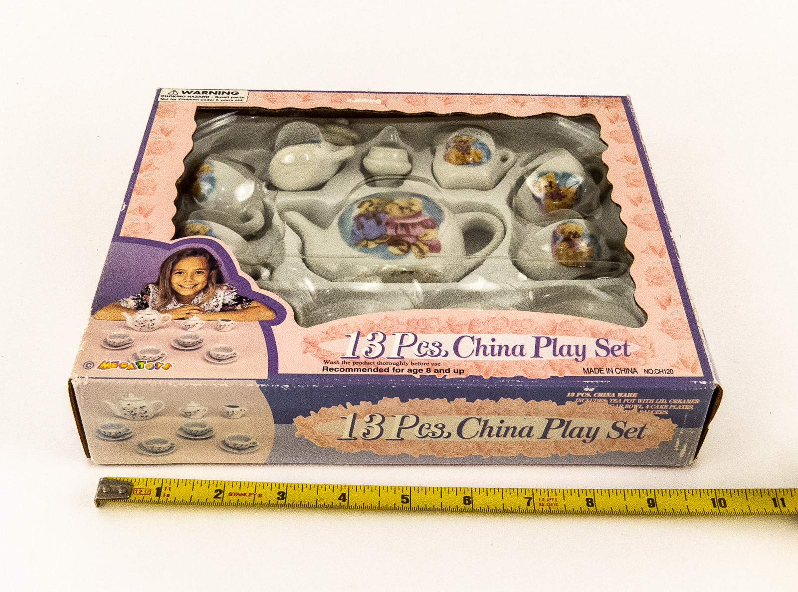 Megatoys  China Tea Set Pretend Play 13 pcs Teddy Bear Design New