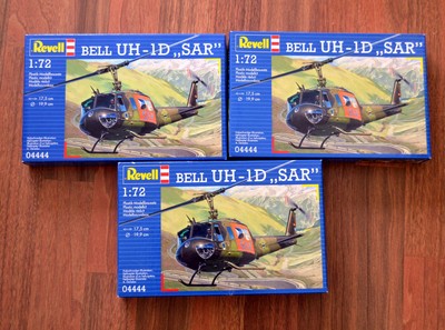 3x Revell 04444 Bell UH-1D SAR 1:72 Scale Plastic Model Kit Helicopter lot
