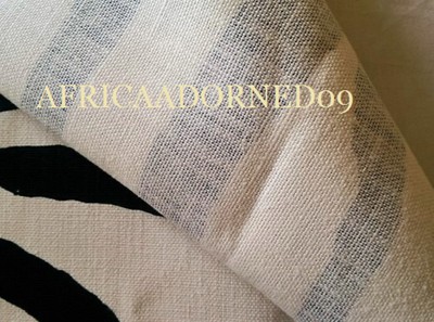 -GK8 SCALAMANDRE ANIMAL SKIN ZEBRA LINEN HAND PRINTED FABRIC 5 YARDS BLACK