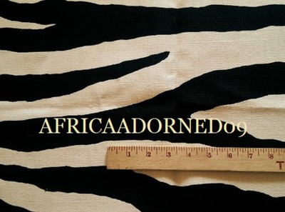 -GK8 SCALAMANDRE ANIMAL SKIN ZEBRA LINEN HAND PRINTED FABRIC 5 YARDS BLACK