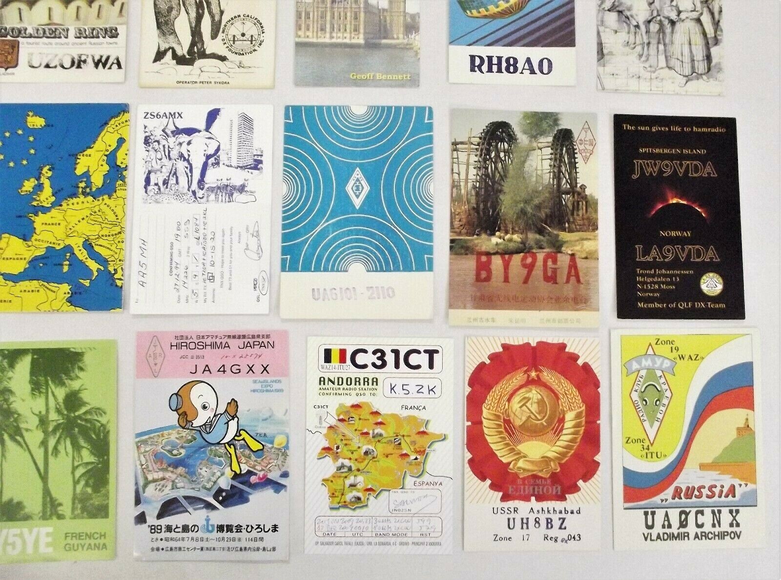 Junk Journal Ham Radio Cards Vintage Craft Lot 28 Postcards Worldwide # 301HRPL
