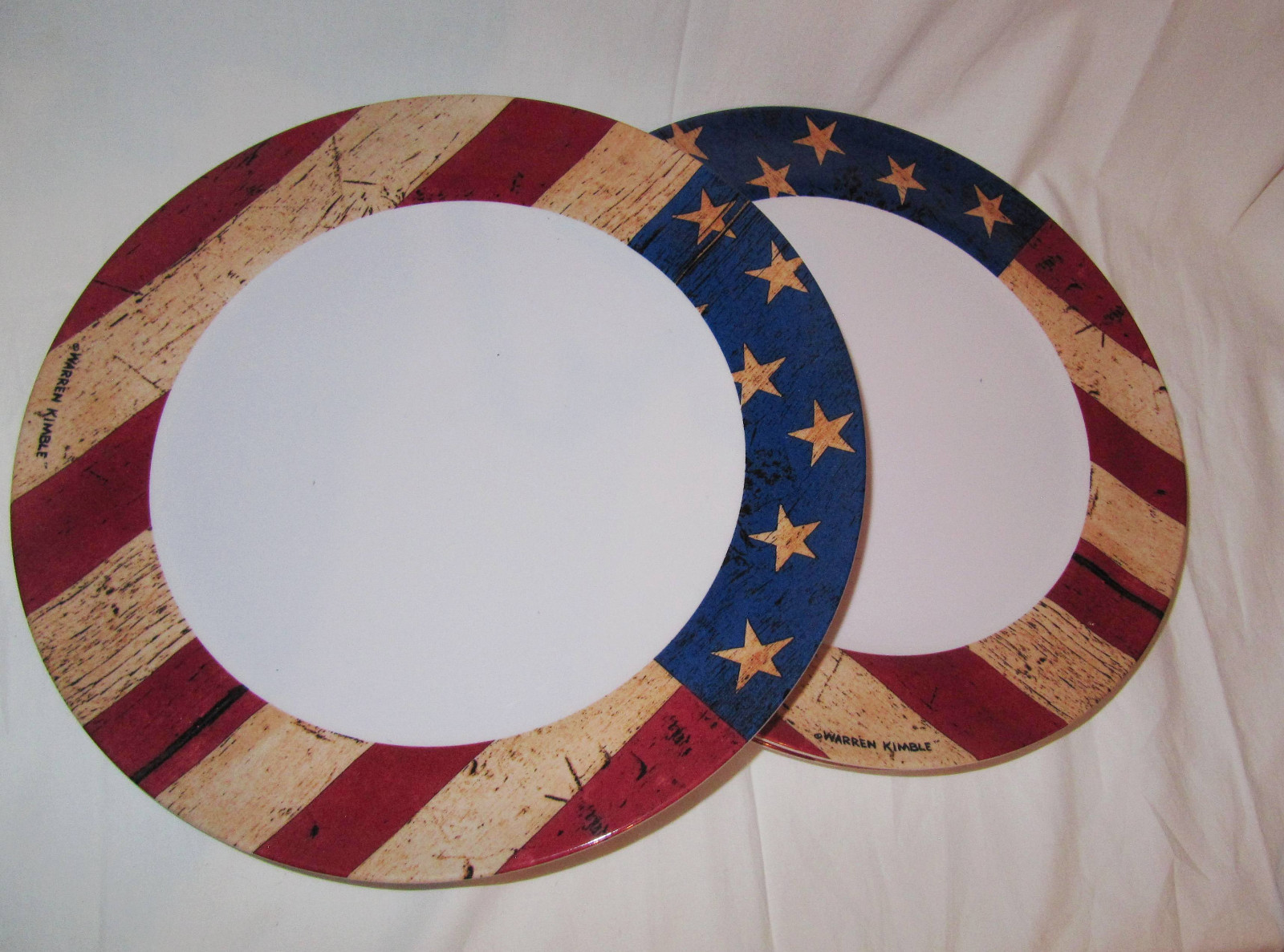 Plastic plates picnic set of 4 rustic flag red white blue 11