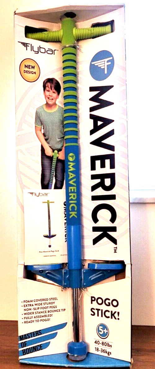 Pogo Stick Flybar Maverick Kids 5+ 40-80 lbs Blue/Green Toy 