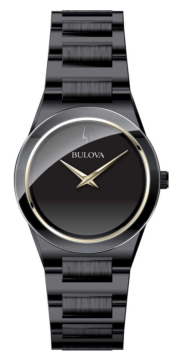 Мужские современные часы Bulova с тонким механизмом, черные кварцевые часы из нержавеющей стали, 41 ММ 98A313
