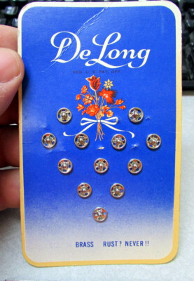 Vintage 1950s DeLong Fasteners unused set of 12 on original card great graphics