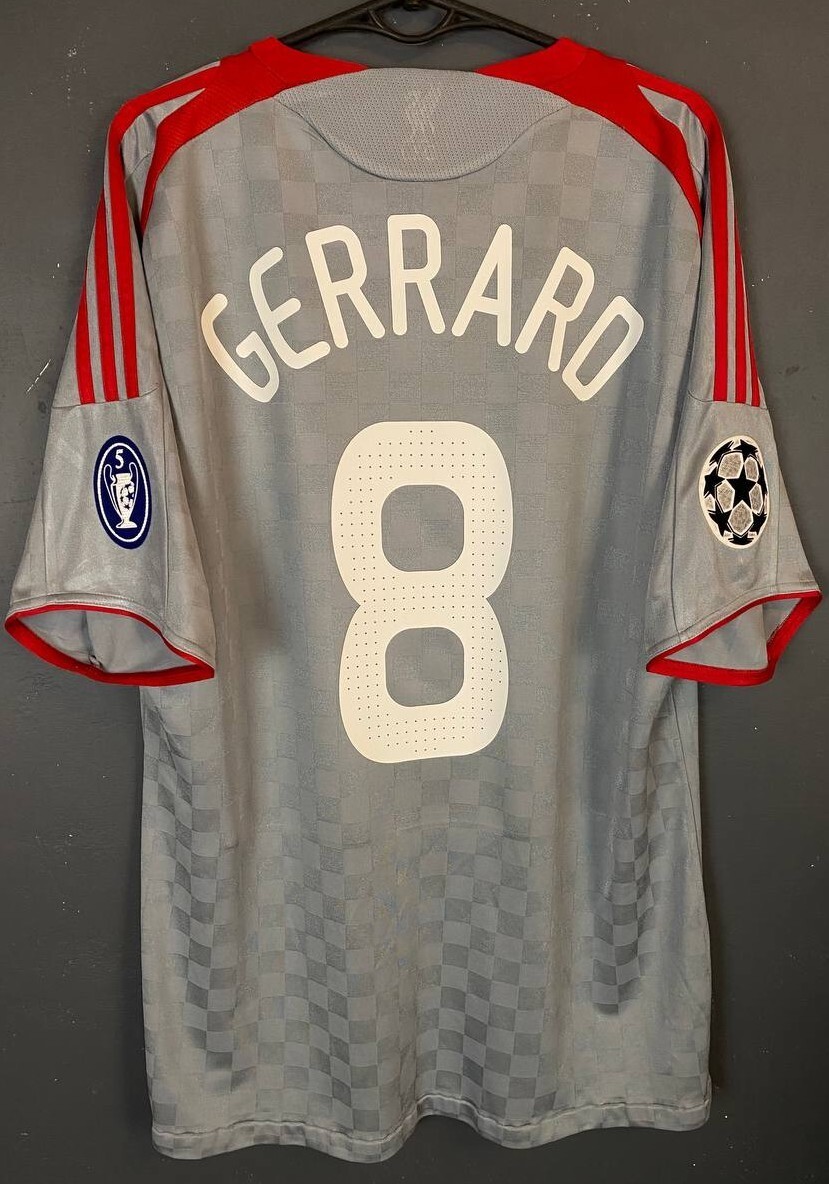 ウェア LIVERPOOL GERRARD 08-09 home uniform 2006-2007 Liverpool Steven Gerrard #8 Home Short Sleeve