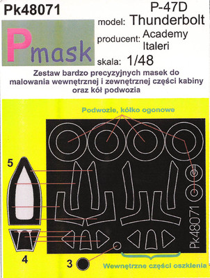 P-47 D THUNDERBOLT PAINTING MASK TO ACADEMY AND ITALERI KIT 48071 1/48 PMASK