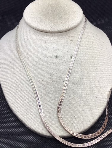 アクセサリー Silver 925 vintage necklace Sterling Silver 925 Long Unique Etched Design Chain Necklace