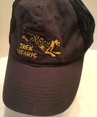 Baseball Trucker Cap Trek Safari Black, Mesh Back, Hook and Loop, Leopards