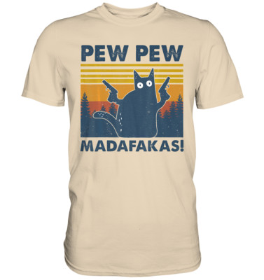 Vintage Cats Pew Pew Madafakas Funny Crazy Cat Lovers Gifts T-Shirt