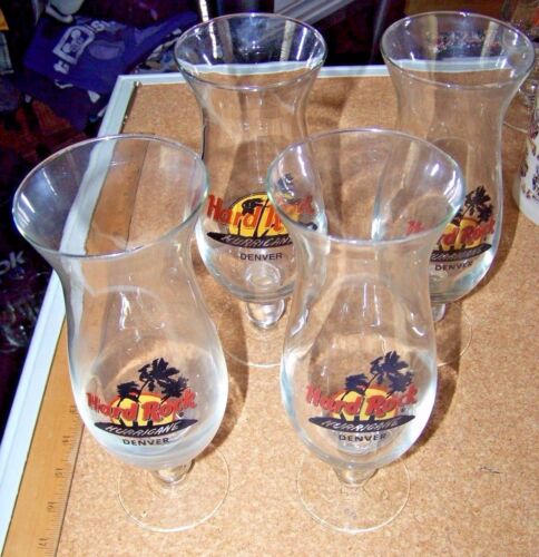 4 Denver Hard Rock Hurricane stem glasses HRC cafe glass