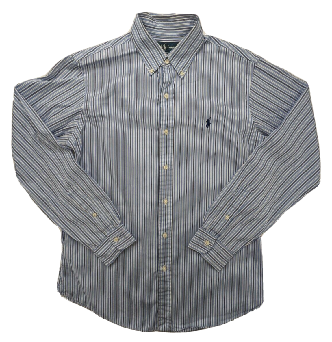 Polo Ralph Lauren Shirt Medium 33/34 LS Blue Stripe Navy