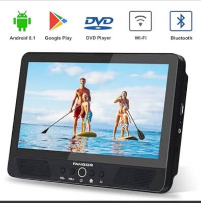 FANGOR 10.1  Android TabletPortable DVD Player for Headrest/Car, Quad-Core 1.3G